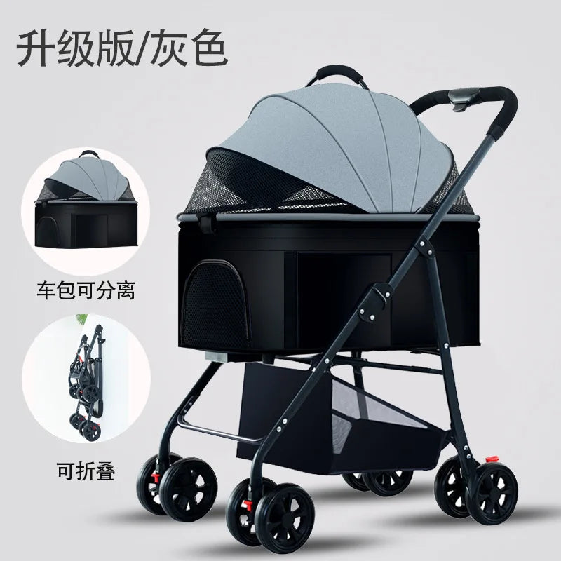 3-in-1 Pet Dog Stroller Dog Wagon with Removable Carrier Cat Stroller for Medium Dogs Up to 55lbs dog carrier dog backpack