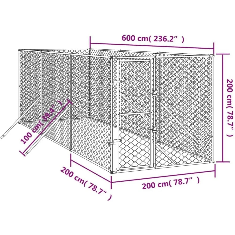 Outdoor Galvanized Steel Dog Kennel Cage And Run Enclosure