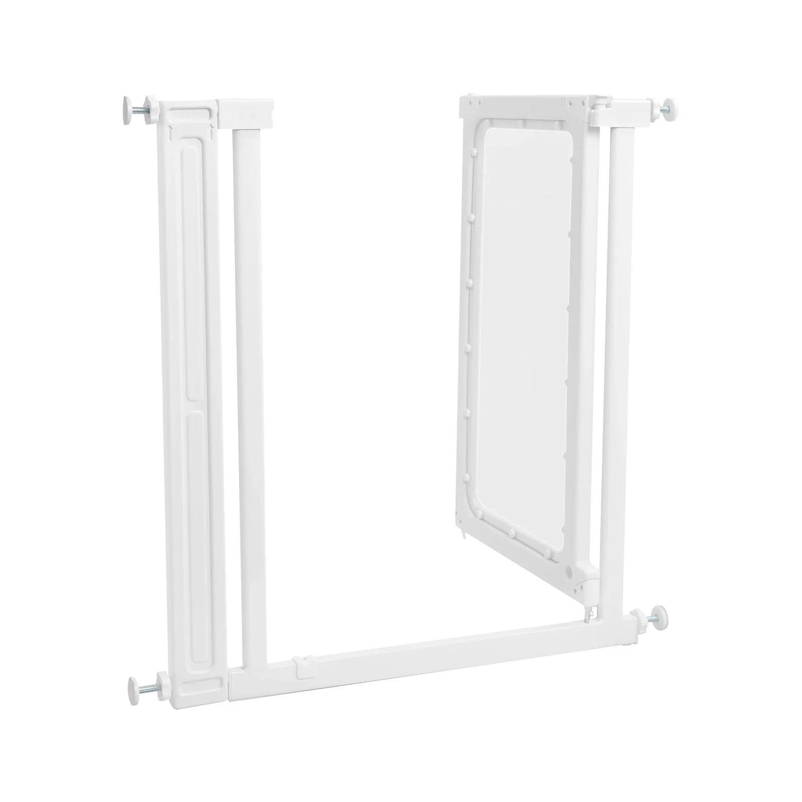 83cm Clear Pet Gate for Doorways, 69.5-84cm Width, No Drill Pressure Mount Dog Gate, Automatic Close, Scratch Resistant, for Stairs, Hallway (White)