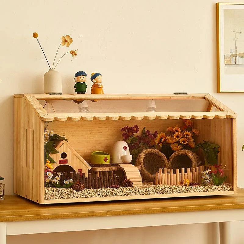 24 inch Acrylic Hamster Cage Long-Lasting, Easy Clean Guinea Pig Cages, Clear View Design