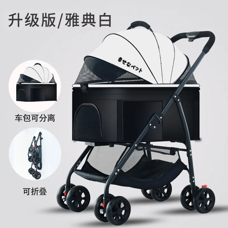 3-in-1 Pet Dog Stroller Dog Wagon with Removable Carrier Cat Stroller for Medium Dogs Up to 55lbs dog carrier dog backpack