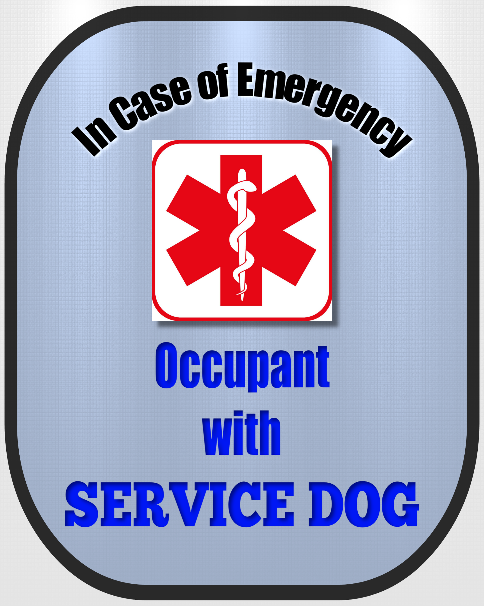 Service Dog Seat Belt Cover - Window Decal Set Medical Alert - Royal Blue