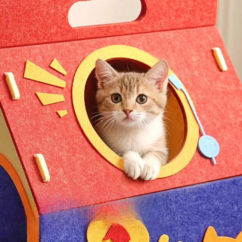 Cozy Cute Detachable Felt Cat Bed Condo Shelter House for Indoor Use Easy To Assemble Durable and Warm Funnest cats dog house
