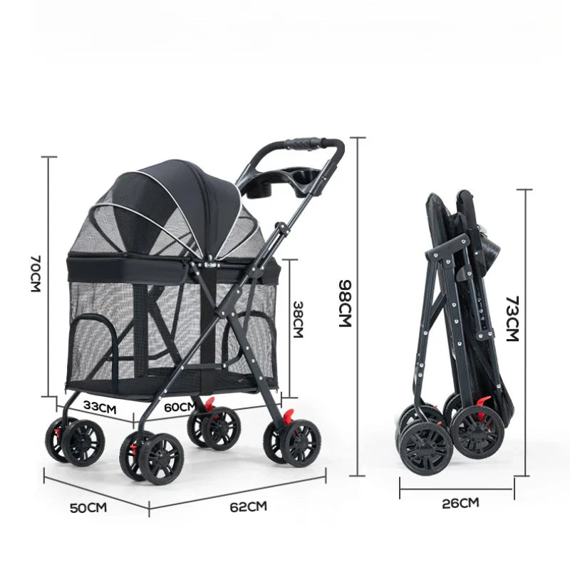 Breathable Pet Dog Cat Stroller Lightweight Folding Portable Features Ventilated Design for Medium Dogs and Cats Dog Carrier