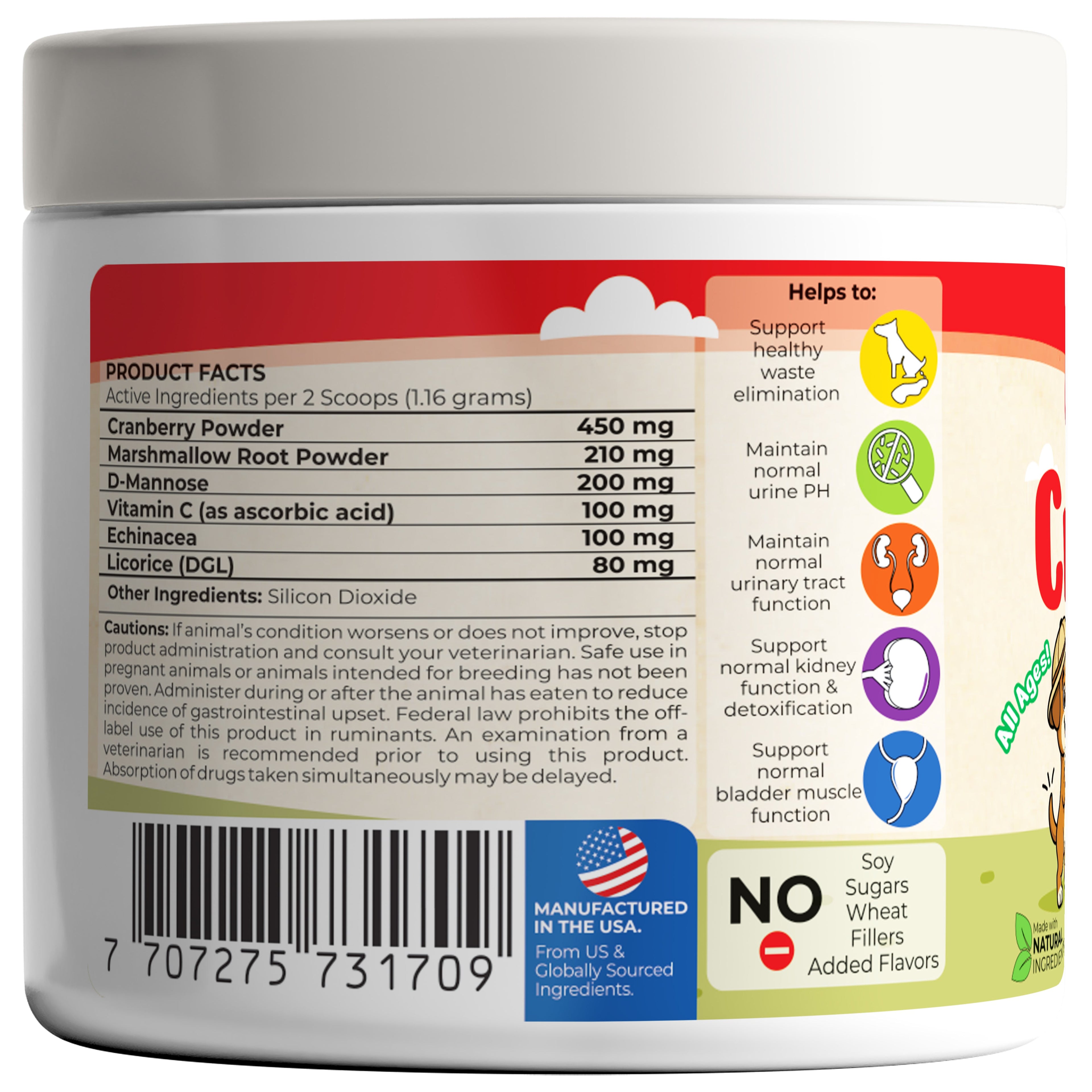 Cranberry for Dogs. Urinary Tract Support. 173 Scoops