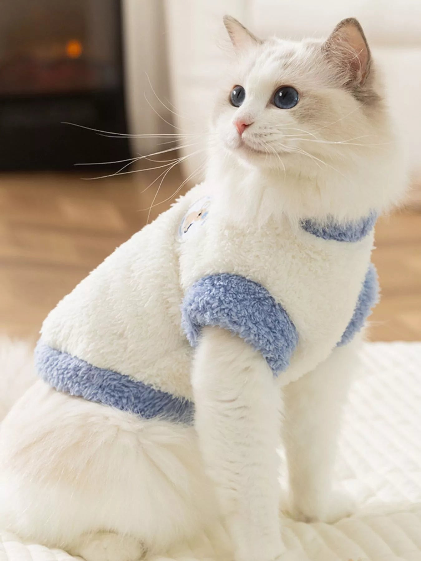 Cozy Plush Pet Sweater with Cute Patch