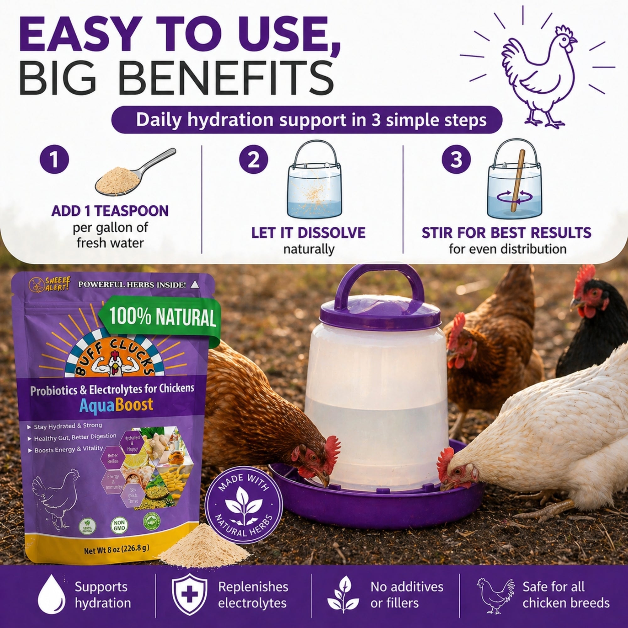 AquaBoost – Electrolytes and Probiotics for Backyard Chickens