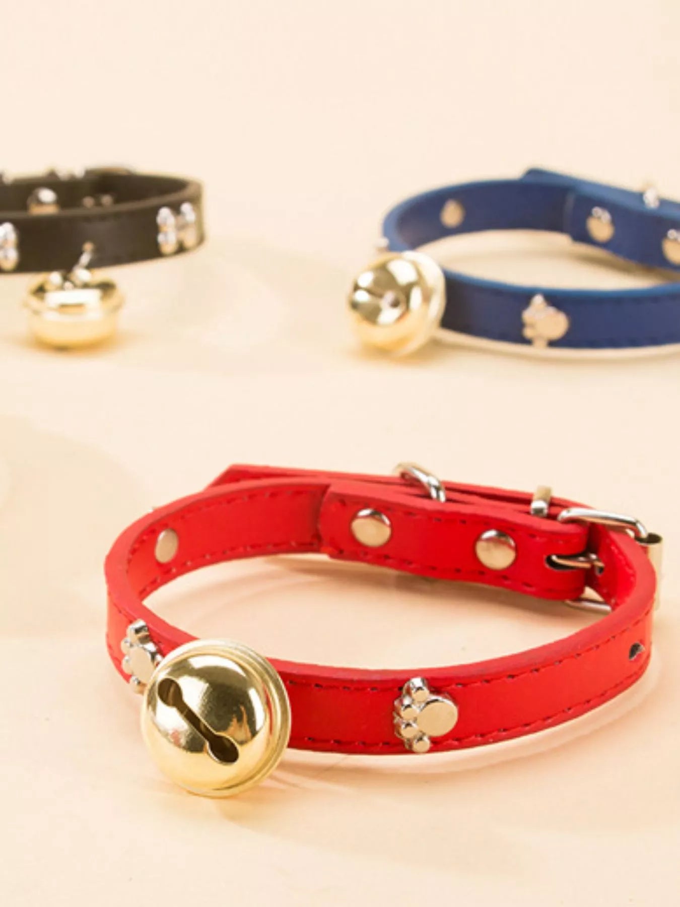 Leather Pet Collar with Bell