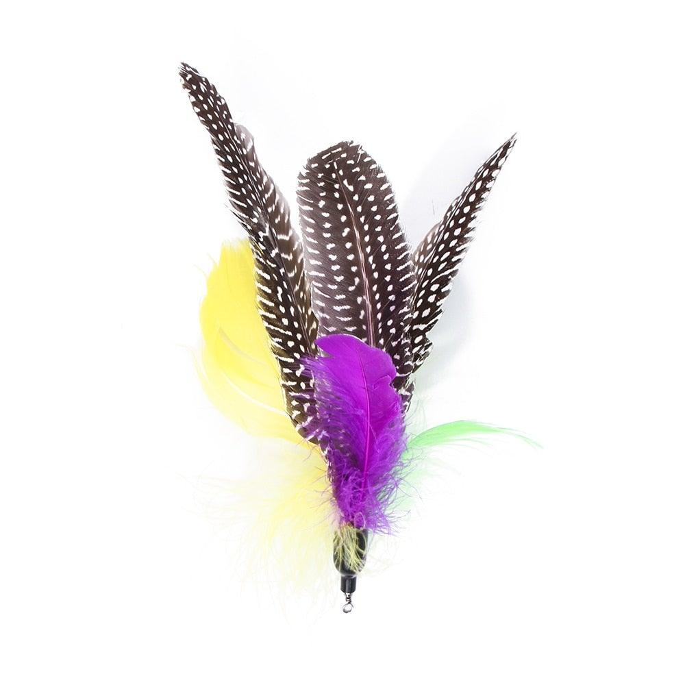 Cat Feather Toy Set Cat Feather Teaser Wand Toy for Kitten Cat Having Fun Exercise Playing Without the Stick Interactive Cat Feather Toys Retractable Cat Wand Toy and Feathers Teaser Refills Cat Toys for Indoor