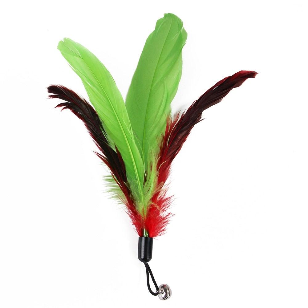 Cat Feather Toy Set Cat Feather Teaser Wand Toy for Kitten Cat Having Fun Exercise Playing Without the Stick Interactive Cat Feather Toys Retractable Cat Wand Toy and Feathers Teaser Refills Cat Toys for Indoor