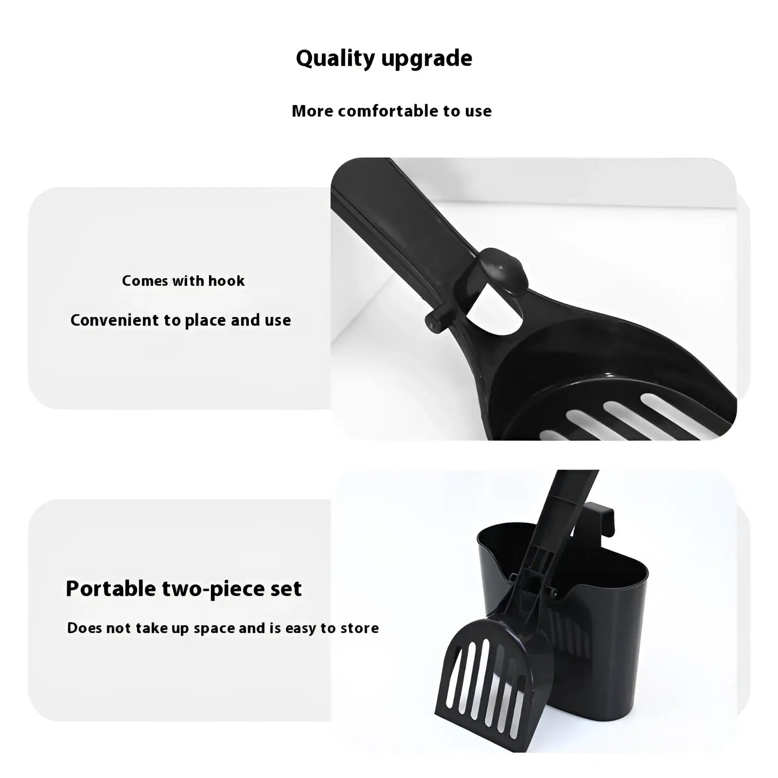 Cat Litter Scoop and Holder Set with Long Handle