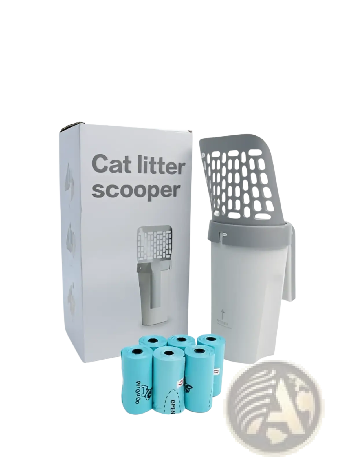 Cat Litter Scoop with Integrated Bag Dispenser