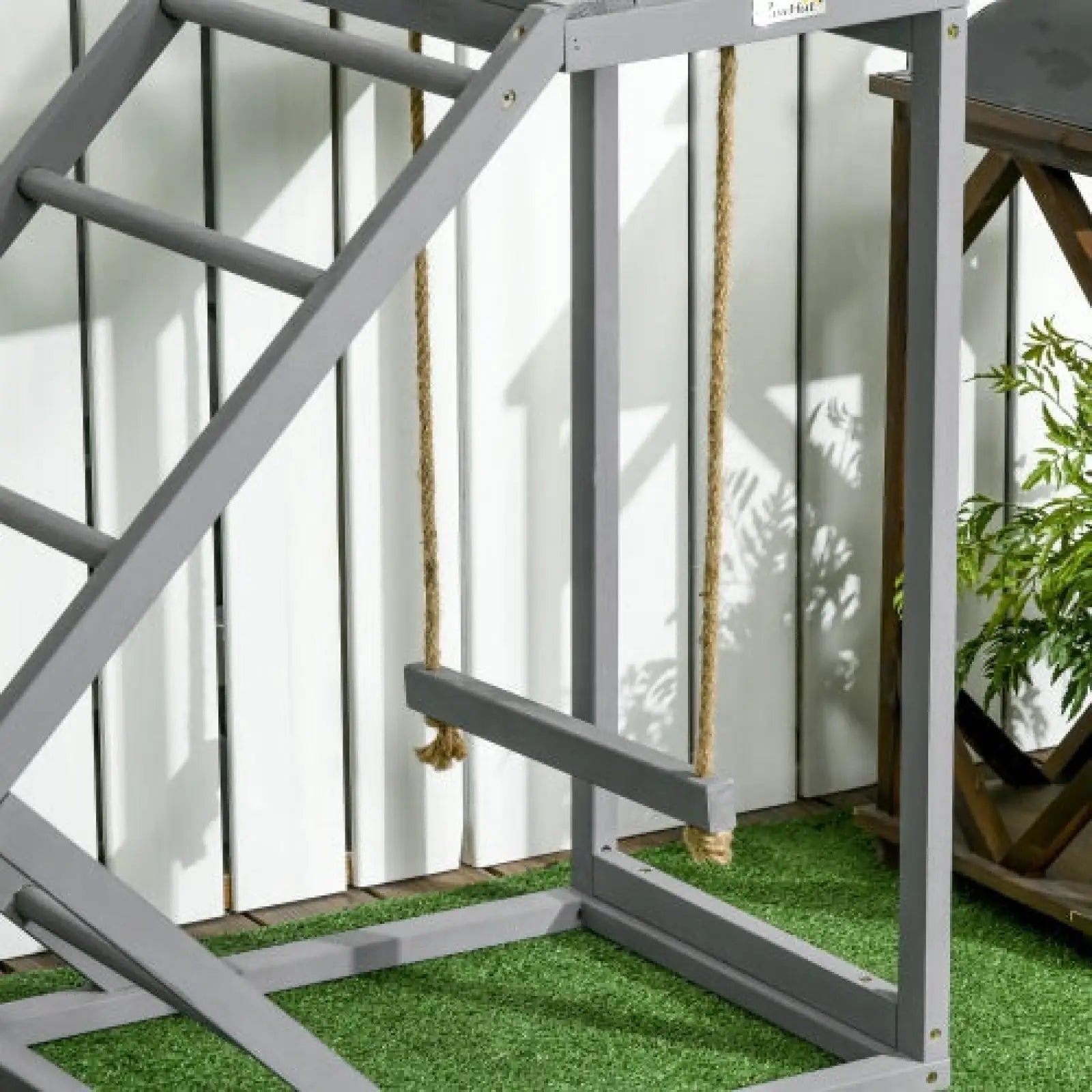Chicken Toy Swing Set with Perch and Hen Ladder Grey