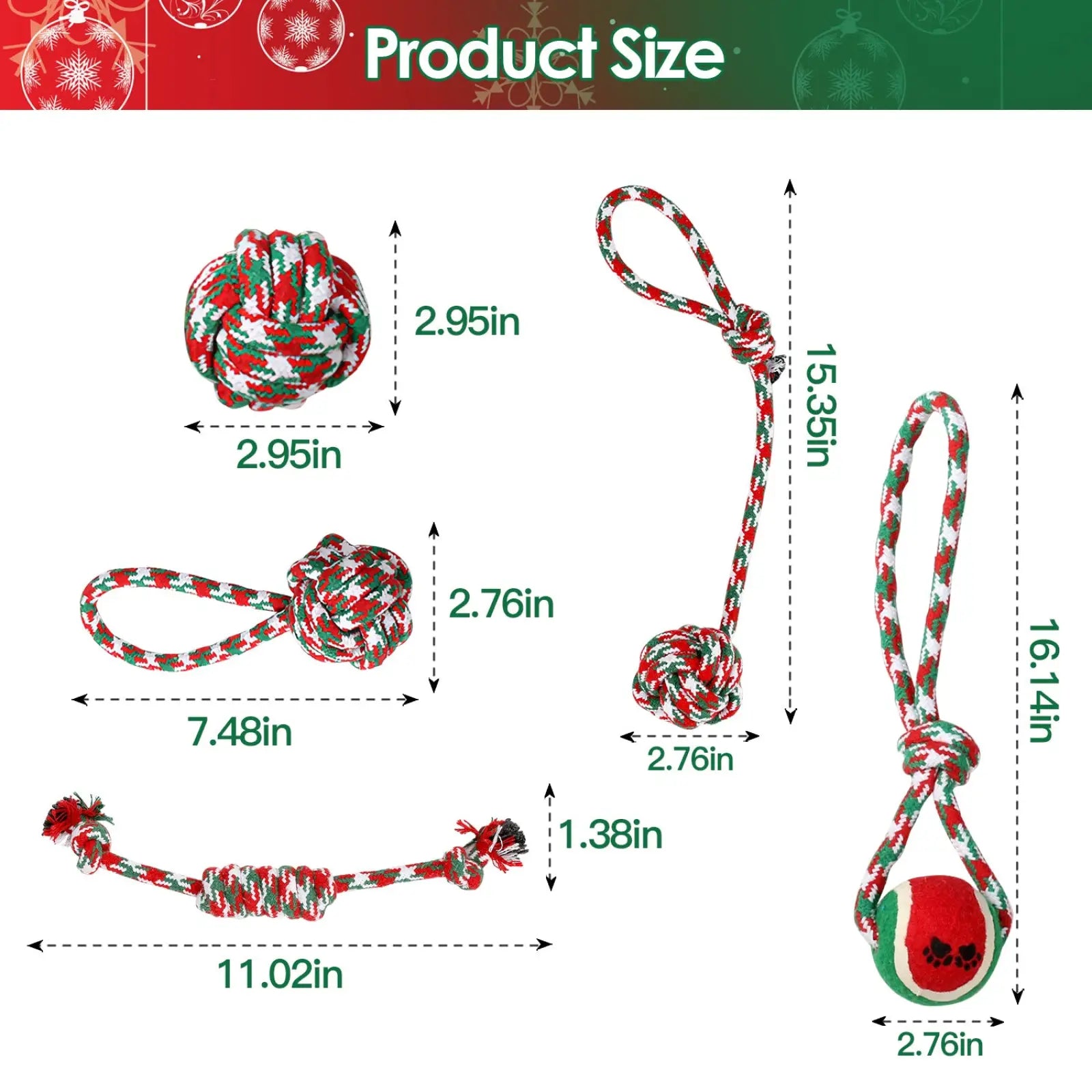 Christmas Dog Rope Toys 5pcs Teething Chew Set