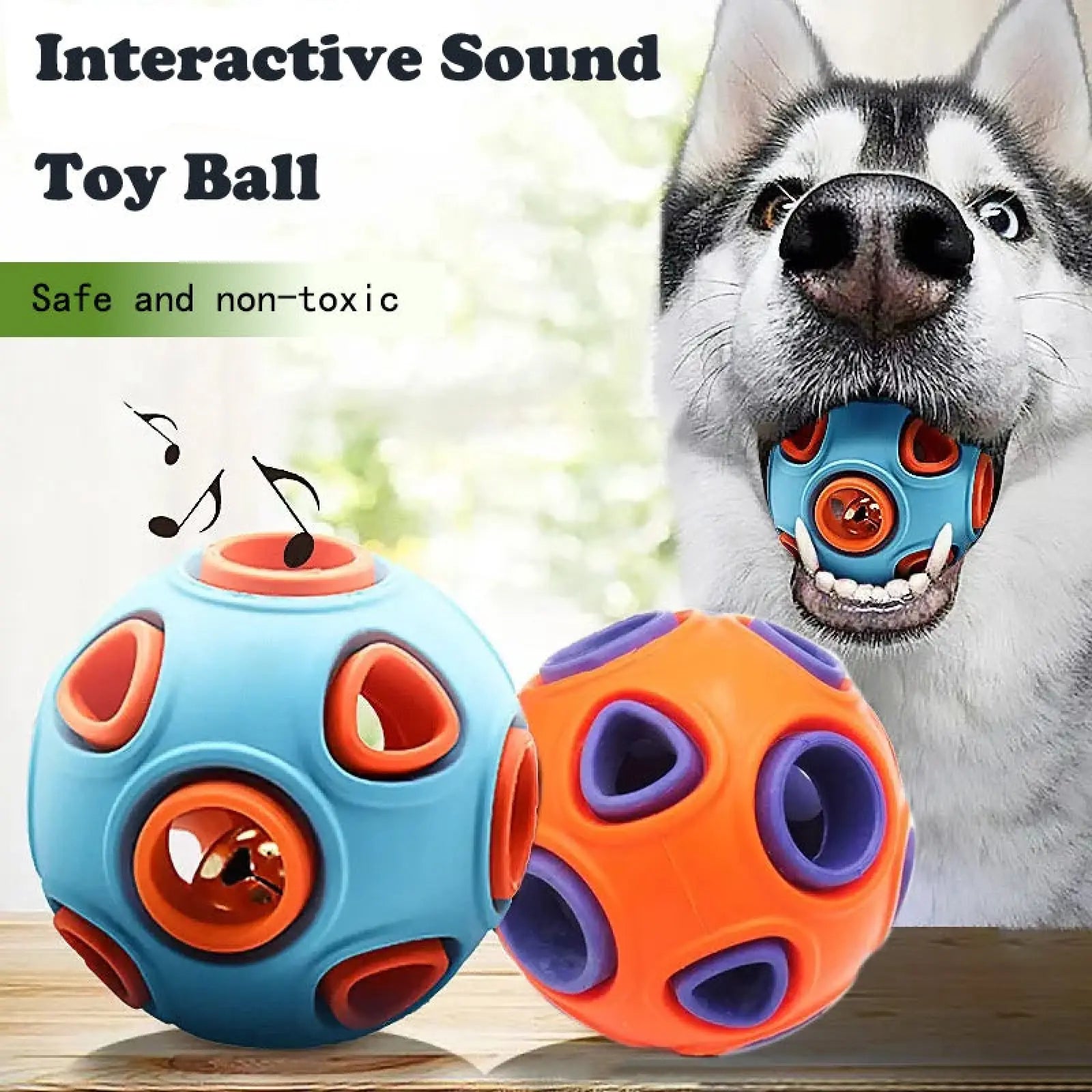 Dog Bell Ball 2 Pack Interactive Rubber Chew Toy