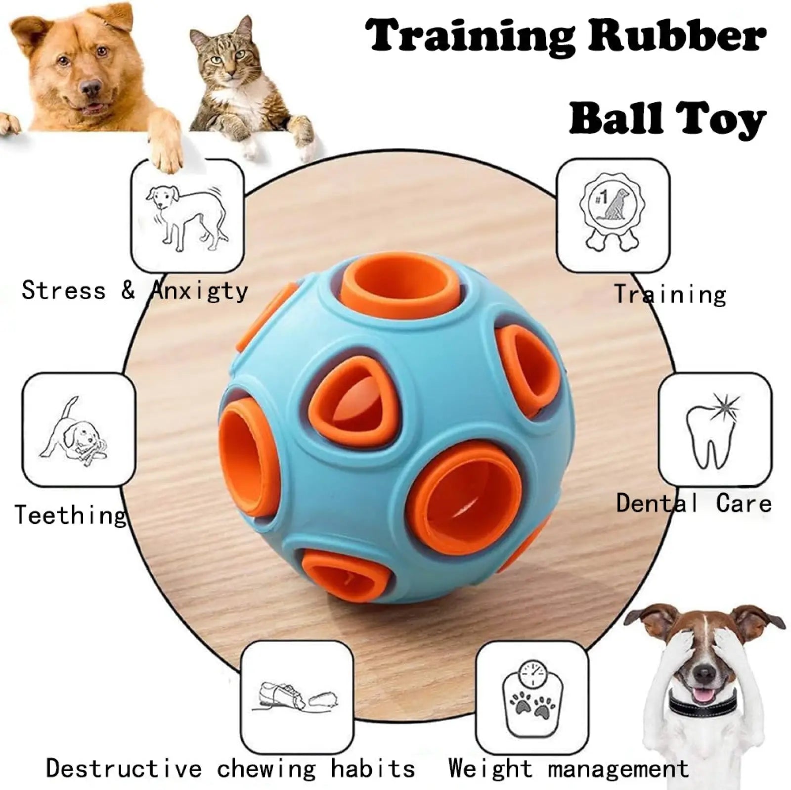 Dog Bell Ball 2 Pack Interactive Rubber Chew Toy