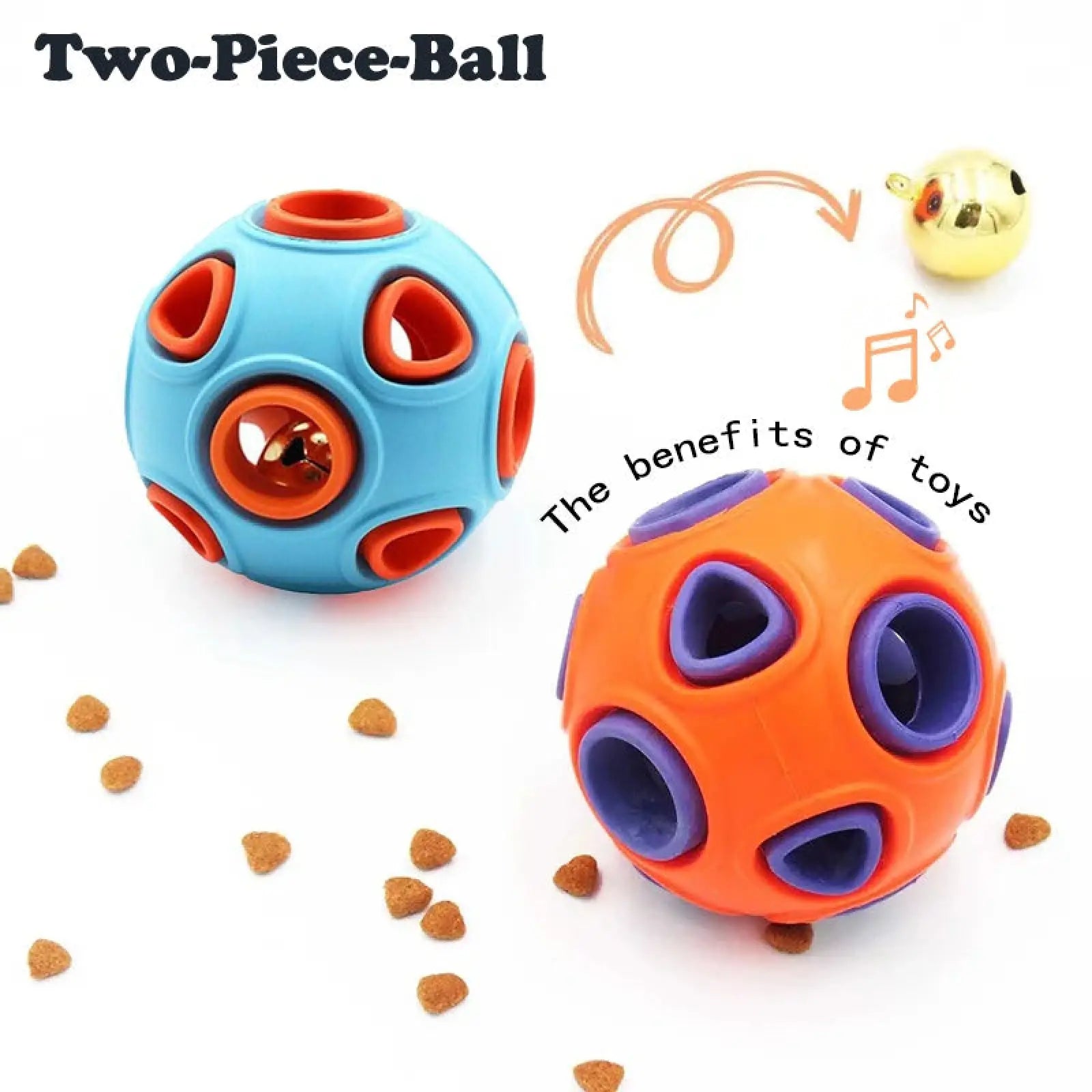 Dog Bell Ball 2 Pack Interactive Rubber Chew Toy