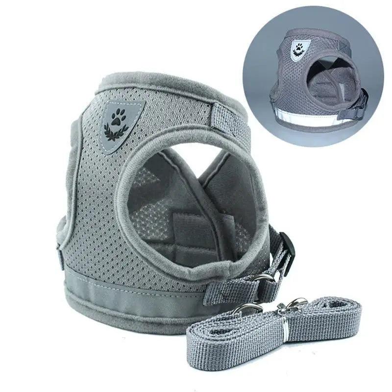 Dog Harness and Leash Set For Small Medium Dogs Nylon Mesh Puppy Cat Harnesses Vest Reflective Walking Lead Leash Puppy Harness and Leash No Pull Adjustable Reflective Harness with Soft Mesh for Puppies and Small Dogs