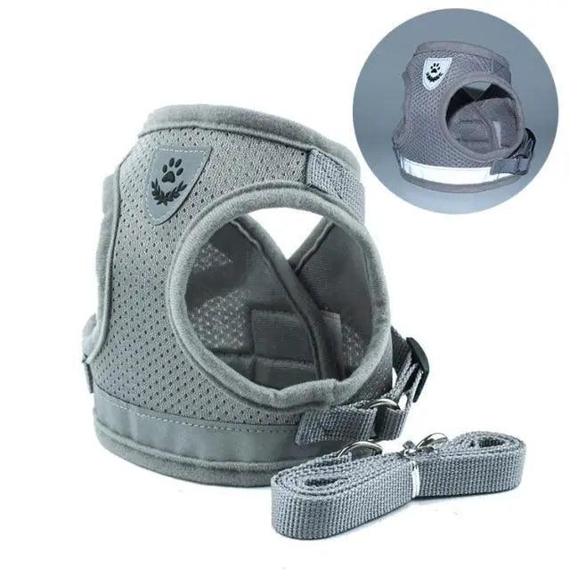 Dog Harness and Leash Set For Small Medium Dogs Nylon Mesh Puppy Cat Harnesses Vest Reflective Walking Lead Leash Puppy Harness and Leash No Pull Adjustable Reflective Harness with Soft Mesh for Puppies and Small Dogs