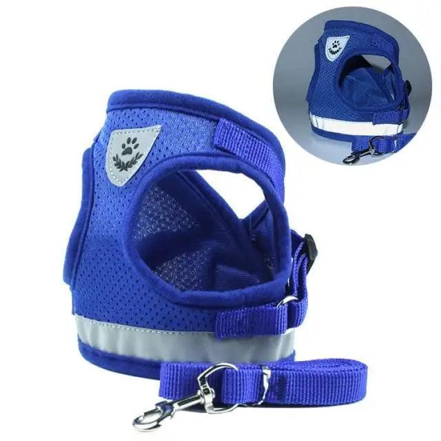 Dog Harness and Leash Set For Small Medium Dogs Nylon Mesh Puppy Cat Harnesses Vest Reflective Walking Lead Leash Puppy Harness and Leash No Pull Adjustable Reflective Harness with Soft Mesh for Puppies and Small Dogs