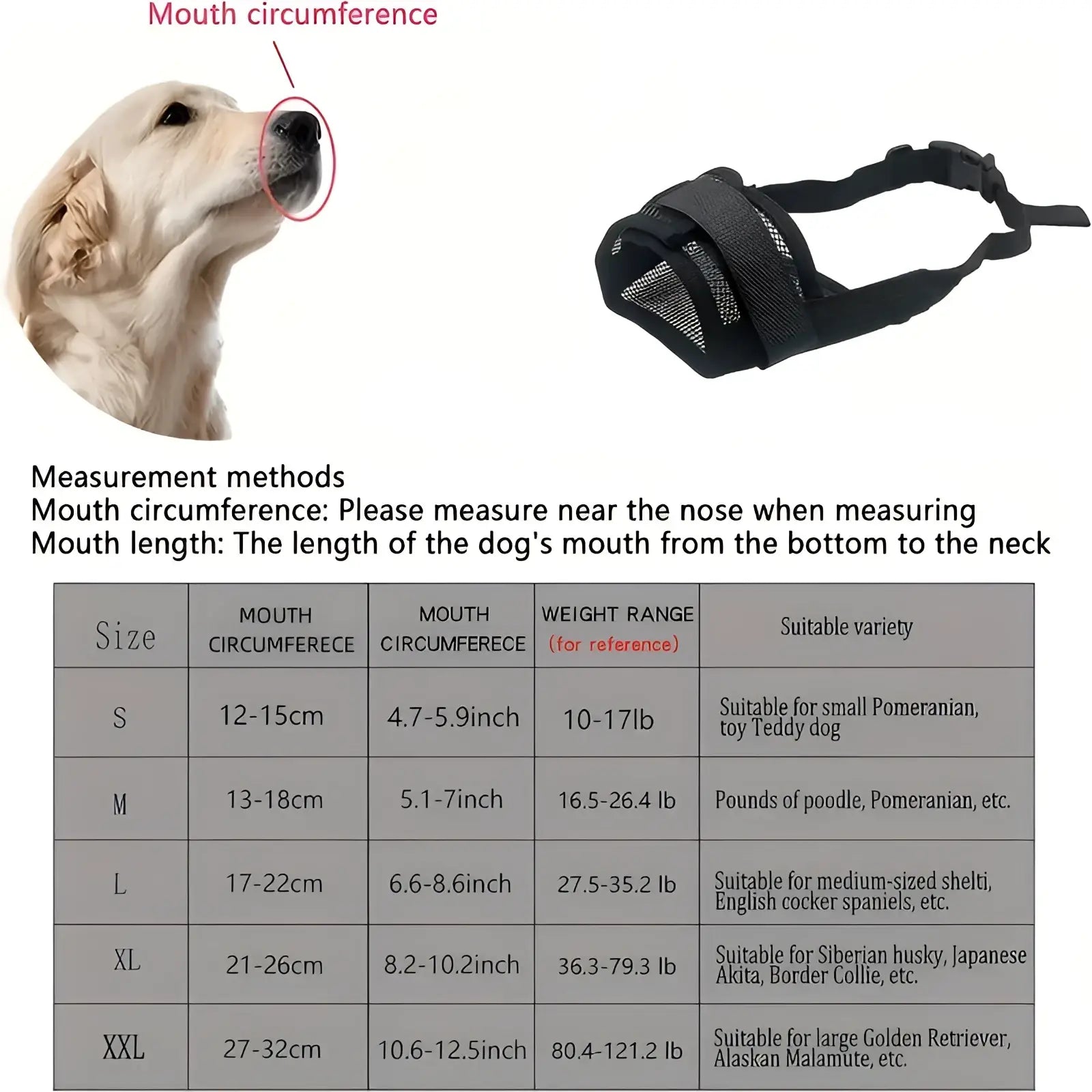 Dog Muzzle Mesh Anti Barking Adjustable Strap
