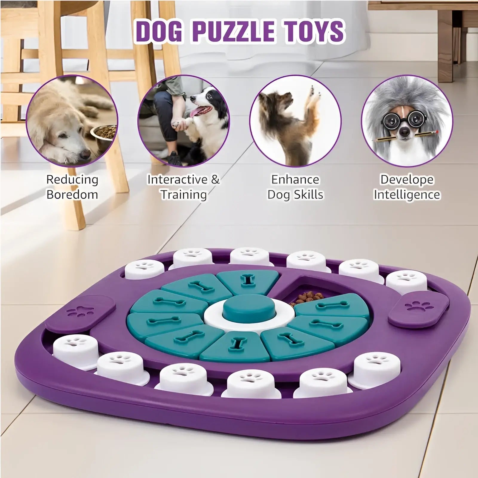 Dog Puzzle Toy Interactive Squeaky Treat Feeder Maze
