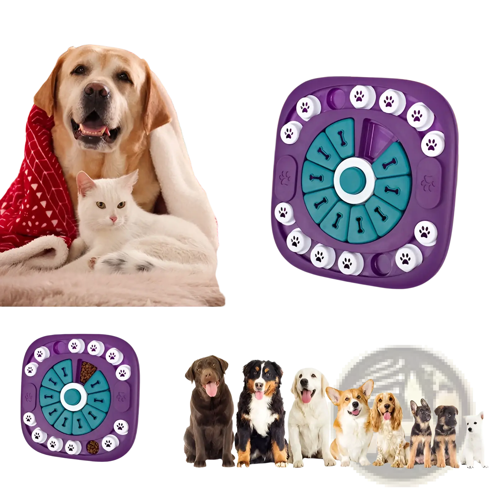 Dog Puzzle Toy Interactive Squeaky Treat Feeder Maze
