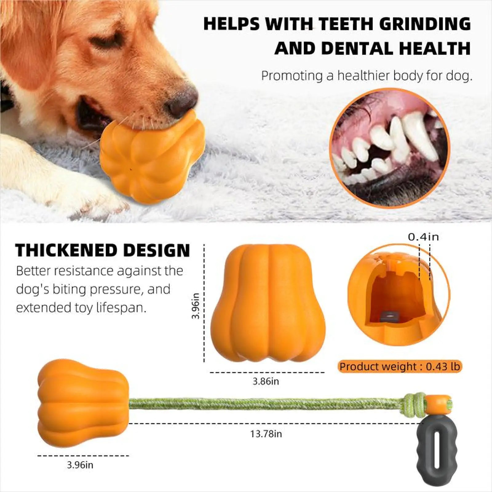 Dog Rope Fetch Toy for Aggressive Chewers Pumpkin Shape