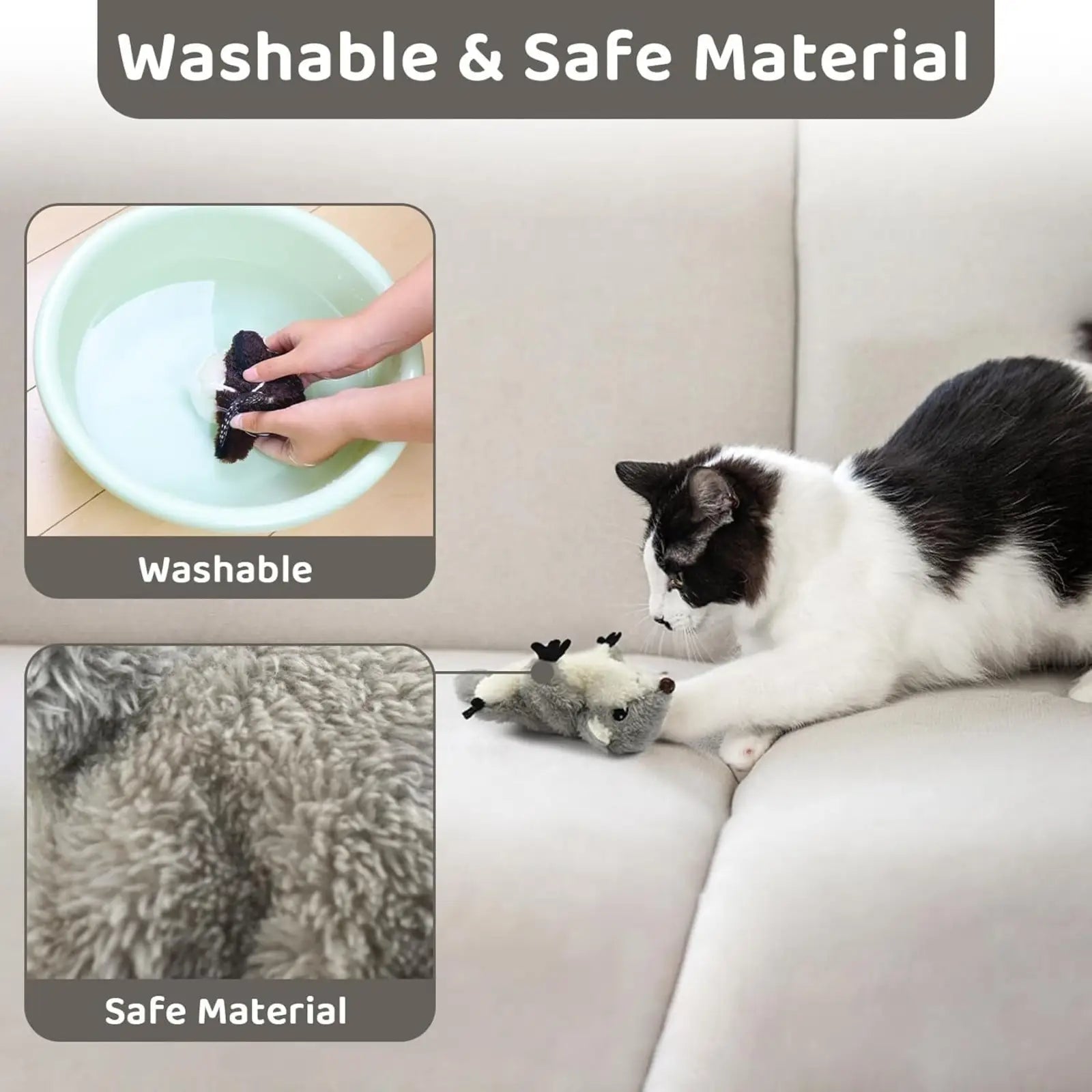 Flapping Squirrel Catnip Toy Rechargeable Cat Kicker