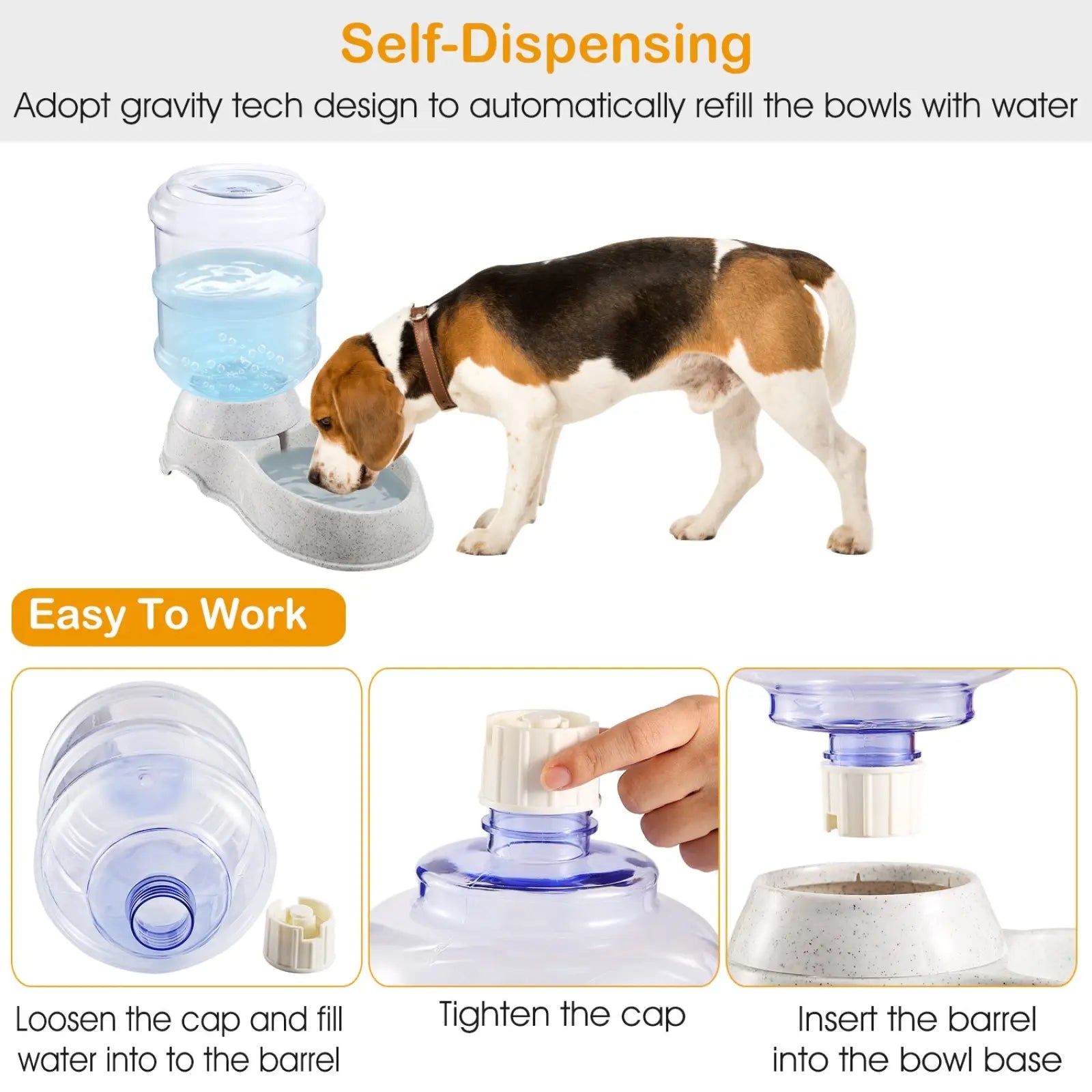 Gravity Pet Water Dispenser 3.5l Automatic Waterer