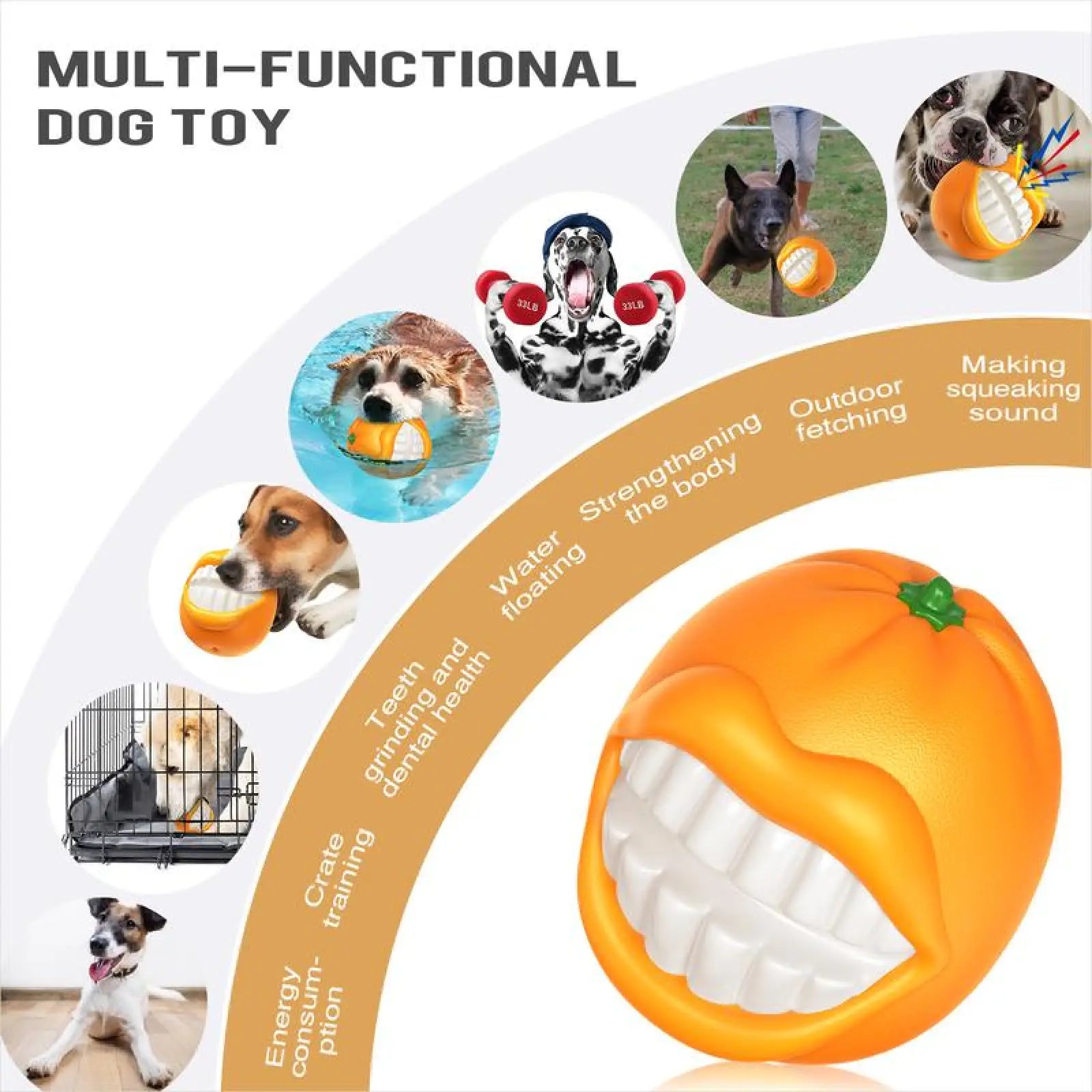 Indestructible Squeaky Dog Toy Durable Tpr Chew Ball
