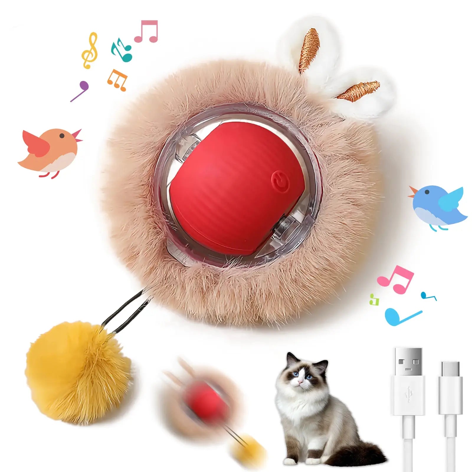Interactive Cat Ball Toy with Motion Lights and Tail