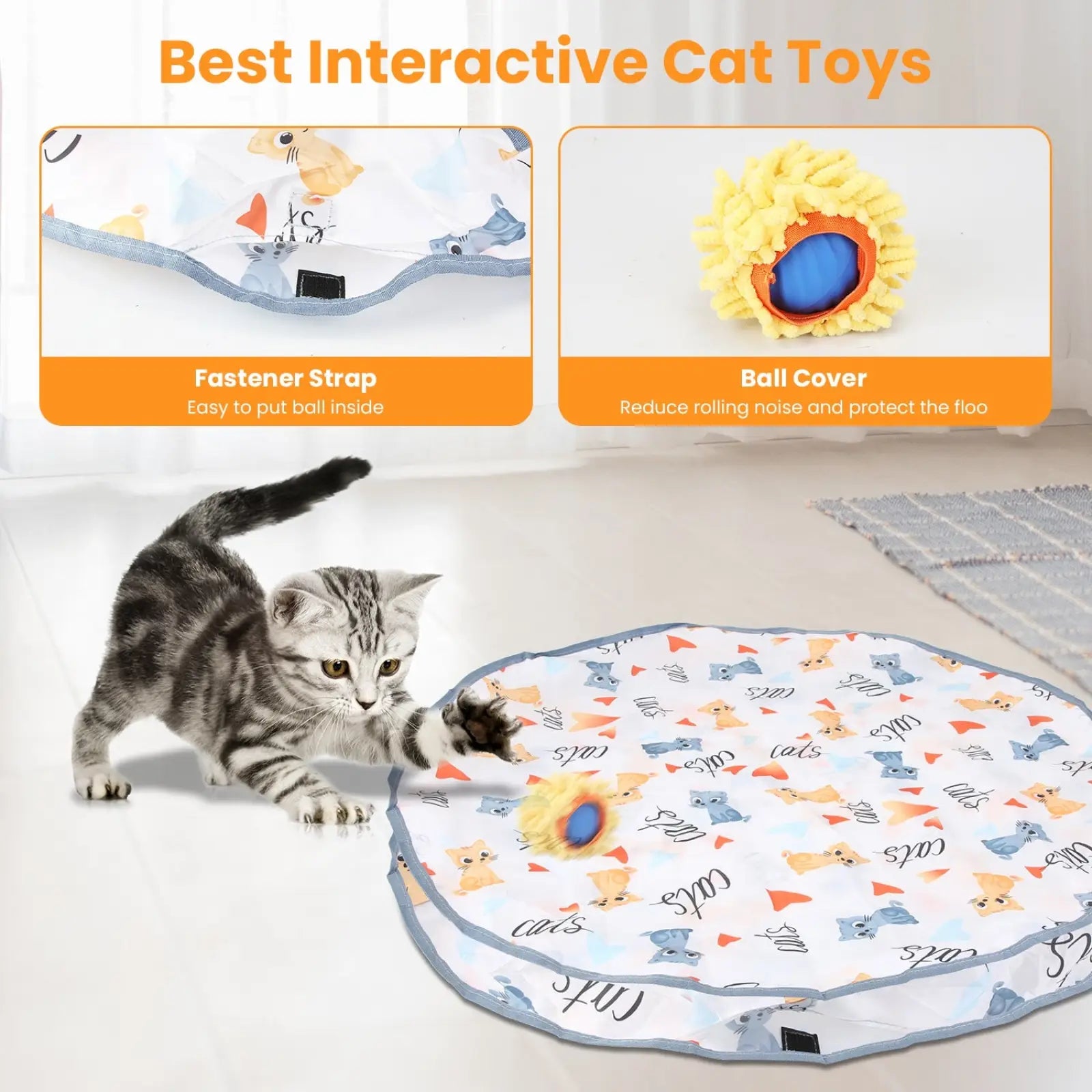 Interactive Cat Toy Ball with Hide and Seek Pouch