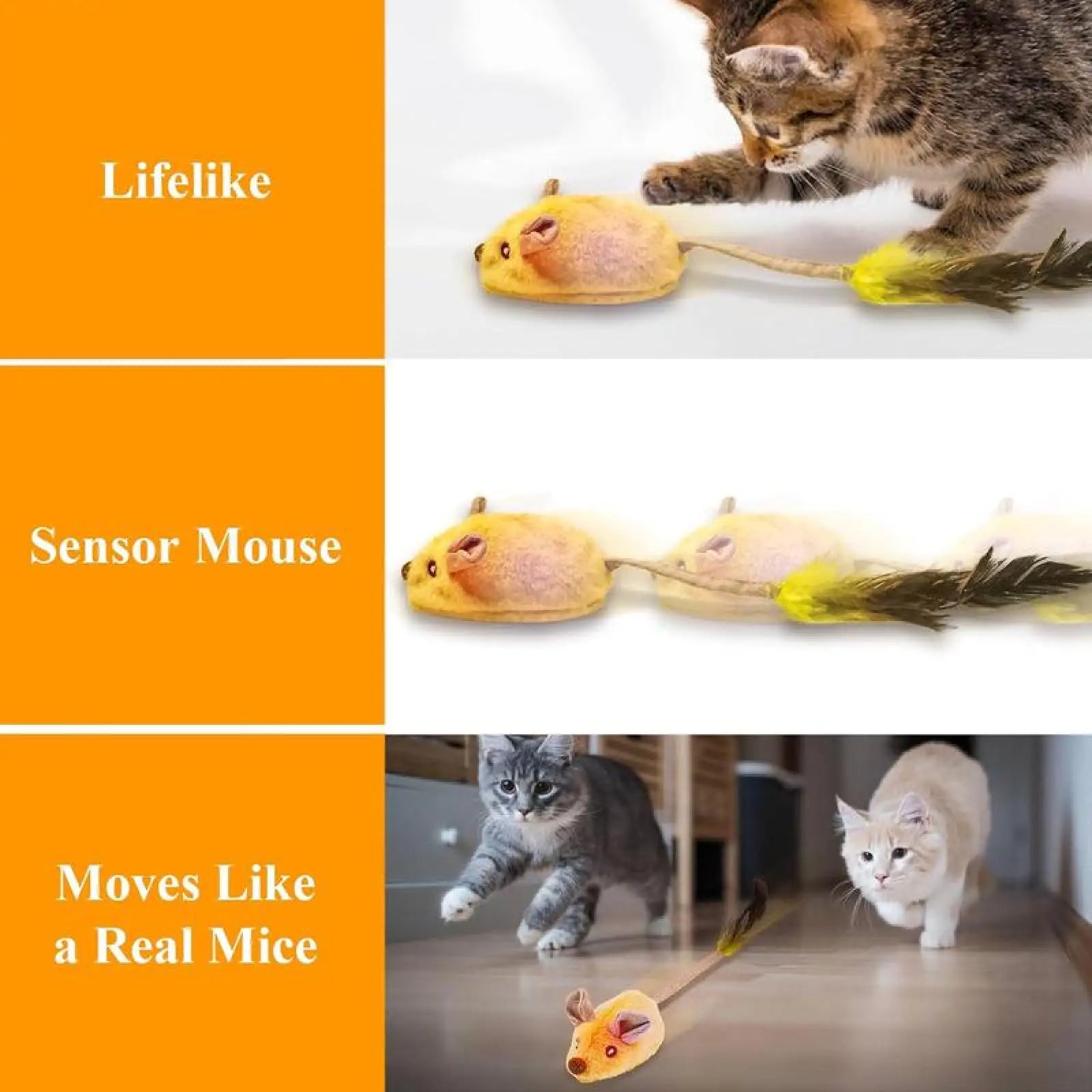 Interactive Cat Toy Mouse with Led and Chirping Sound