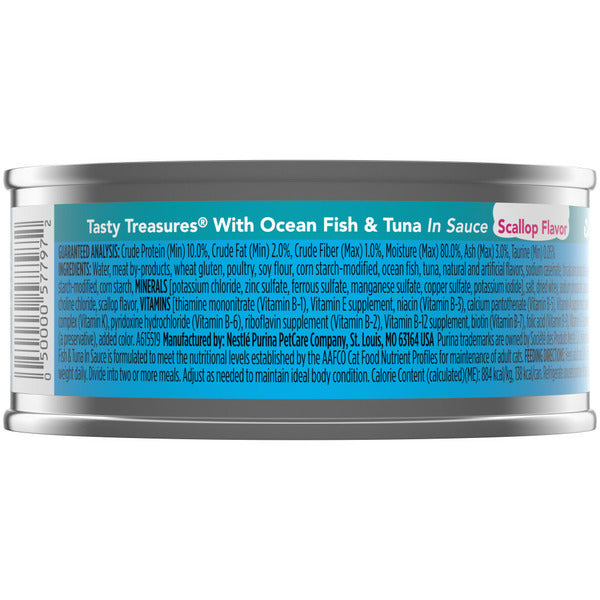 Purina Friskies Pate Wet Cat Food, Tasty Treasures With Ocean Fish & Tuna and Scallop Flavor