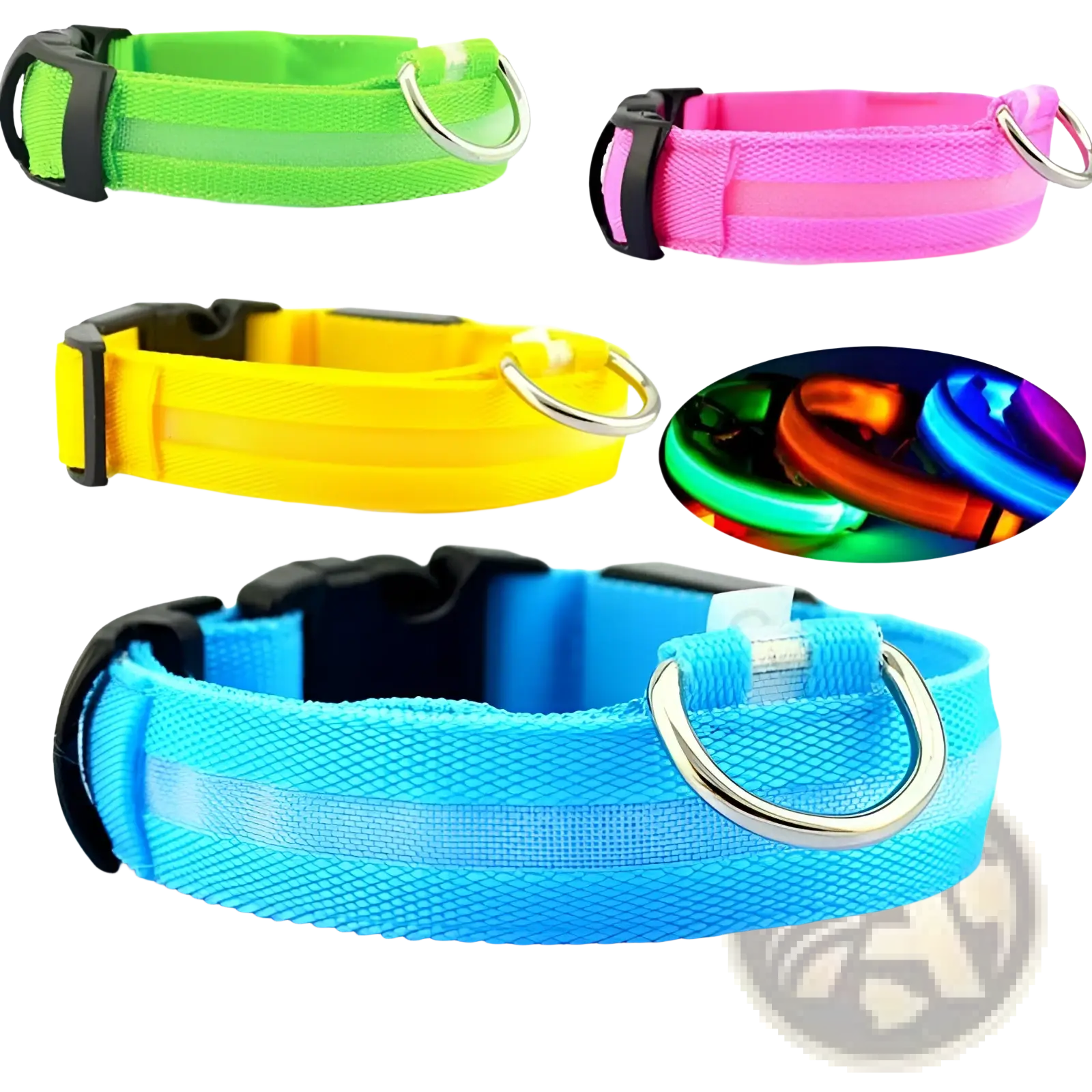 Led Dog Collar Night Safety Glowing Nylon Pet Leash