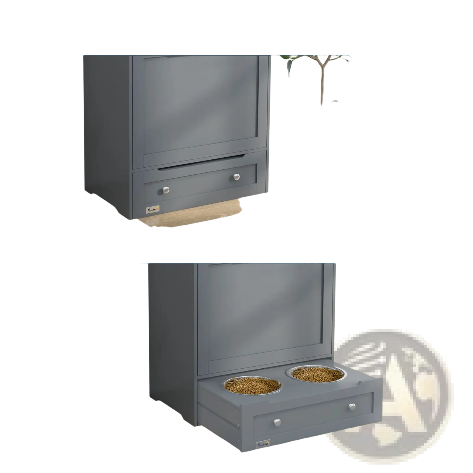 Pet Feeder Station with Dog Food Storage Cabinet