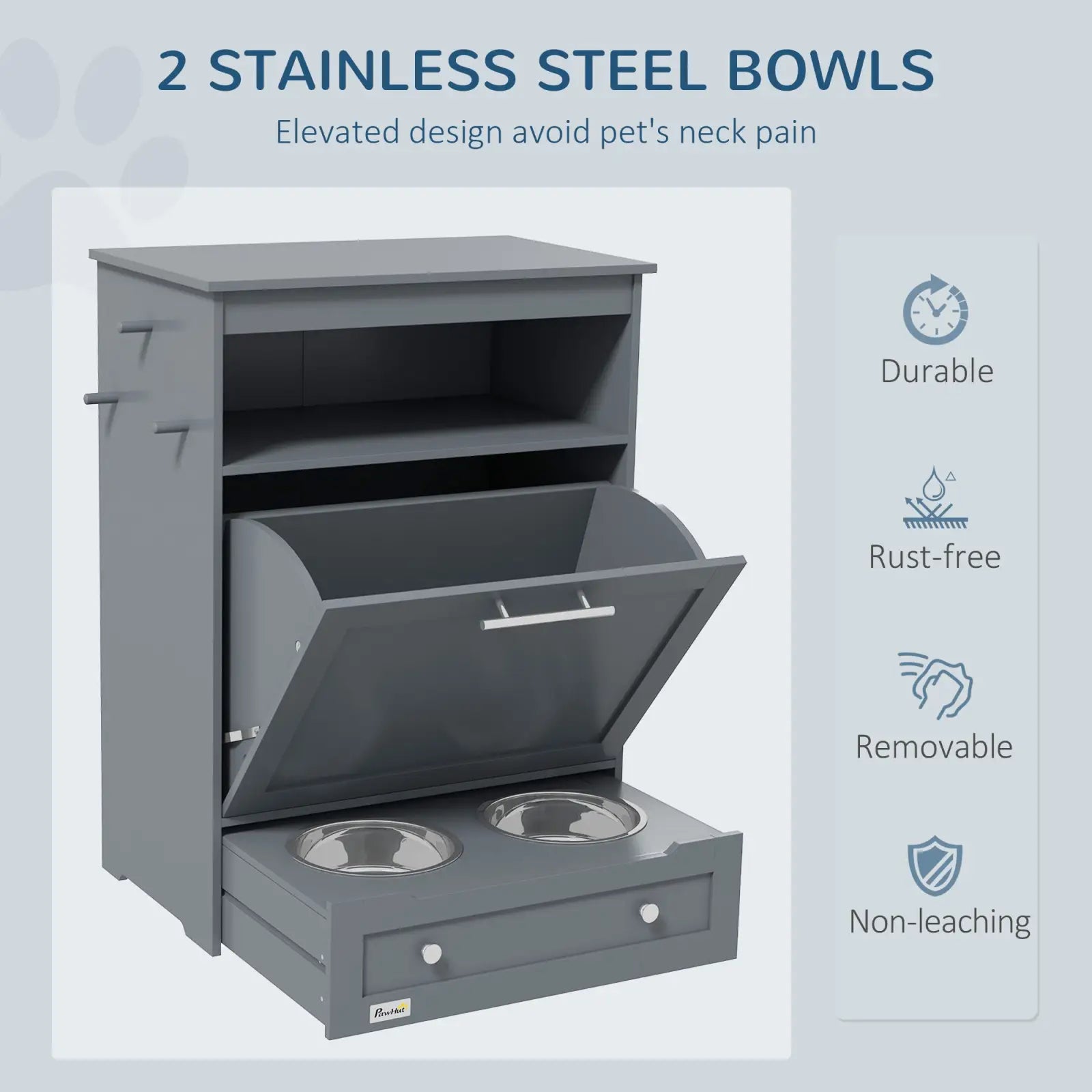 Pet Feeder Station with Dog Food Storage Cabinet