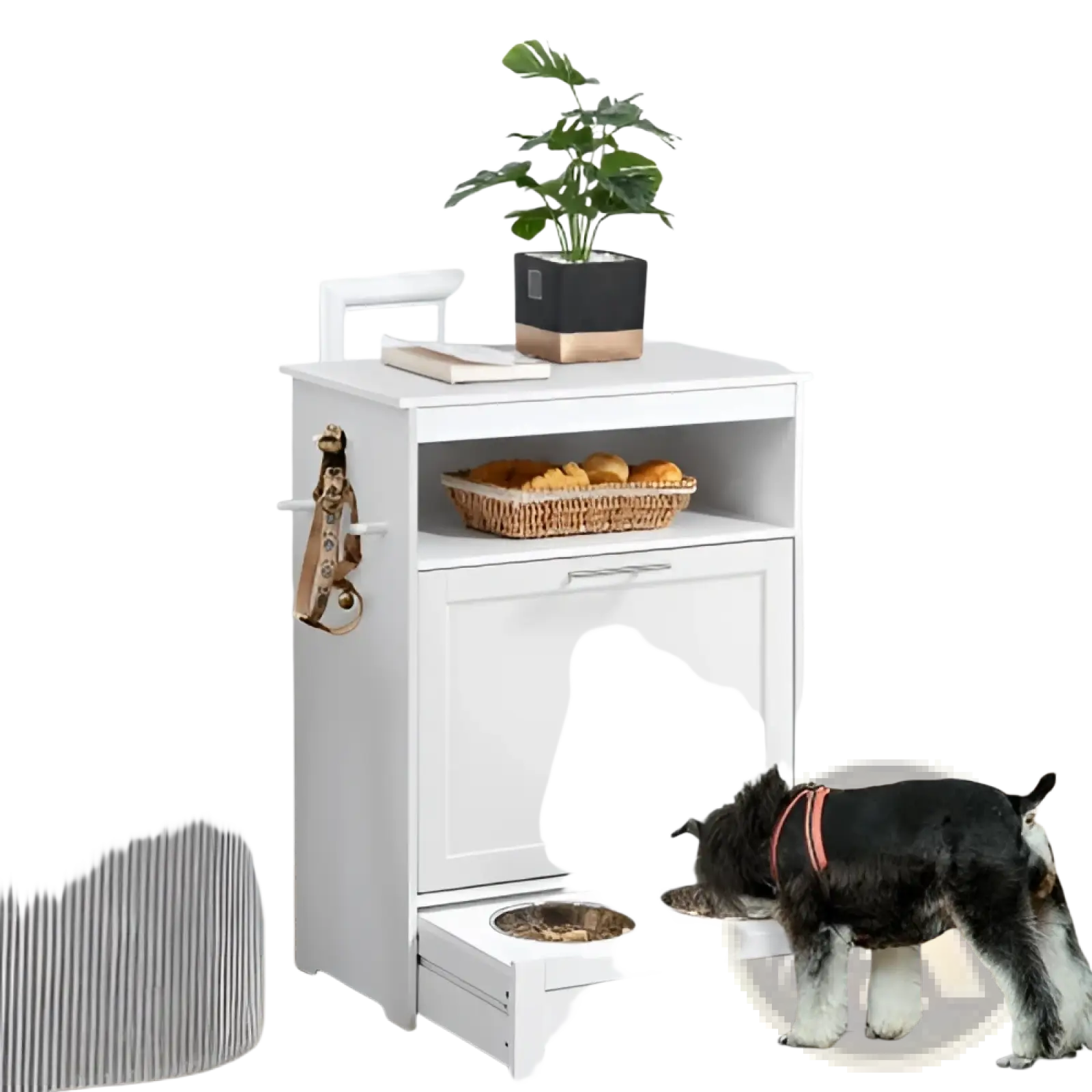 Pet Feeder Station with Dog Food Storage Cabinet