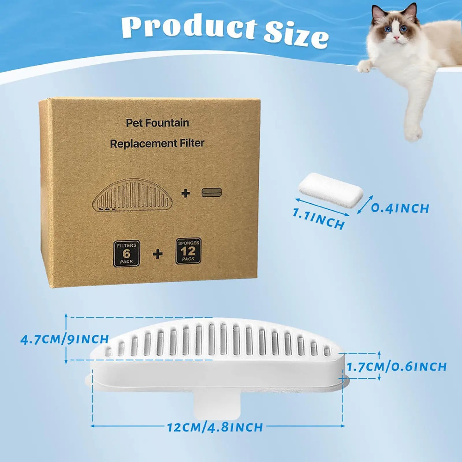 Pet Fountain Replacement Filter and Cotton Pad Kit