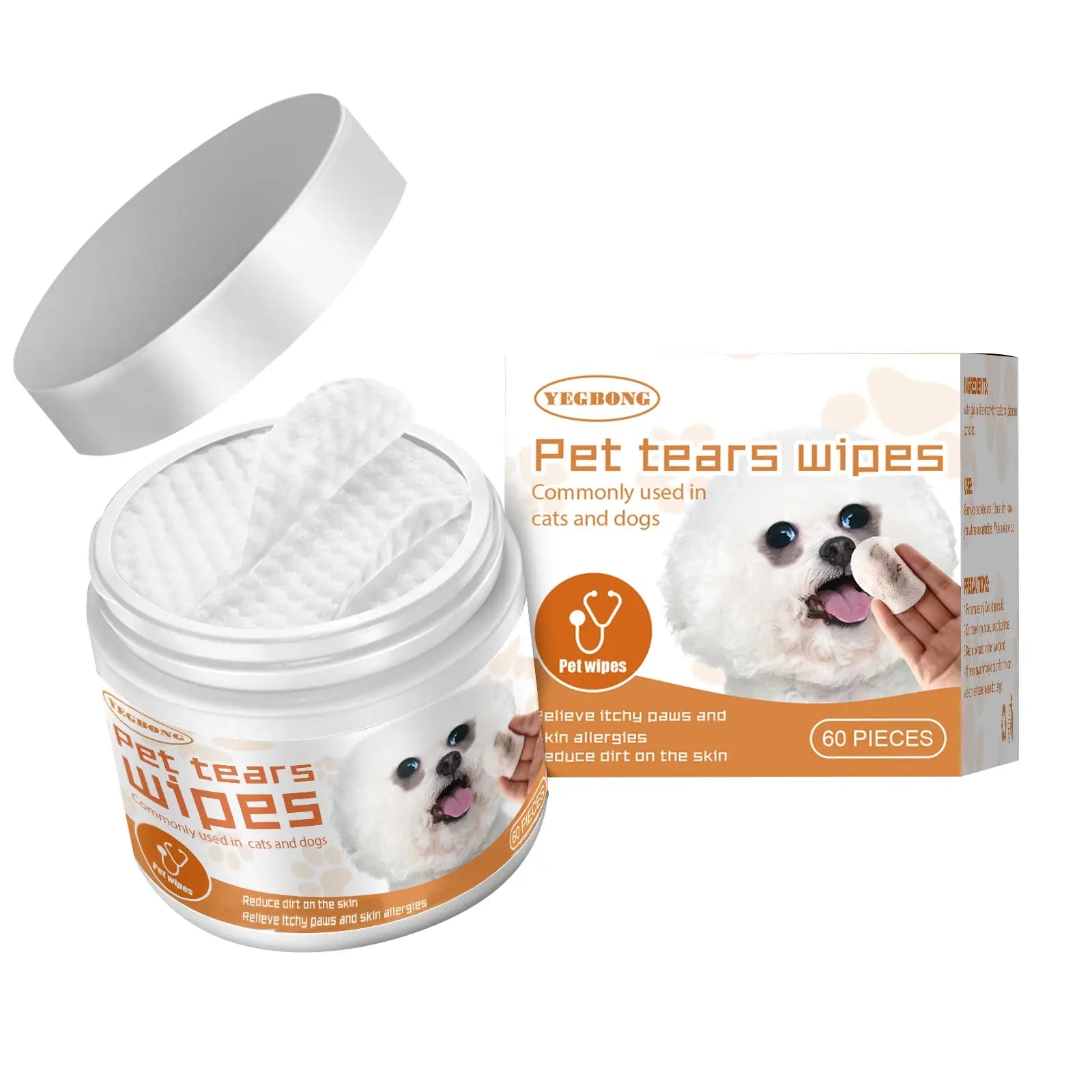 Pet Tear Stain Remover Wipes with Aloe Vera 130ct