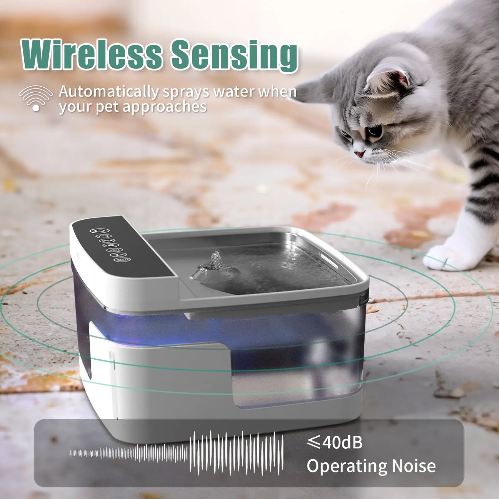 Pet Water Fountain Wireless Sensor Uv Light Pump