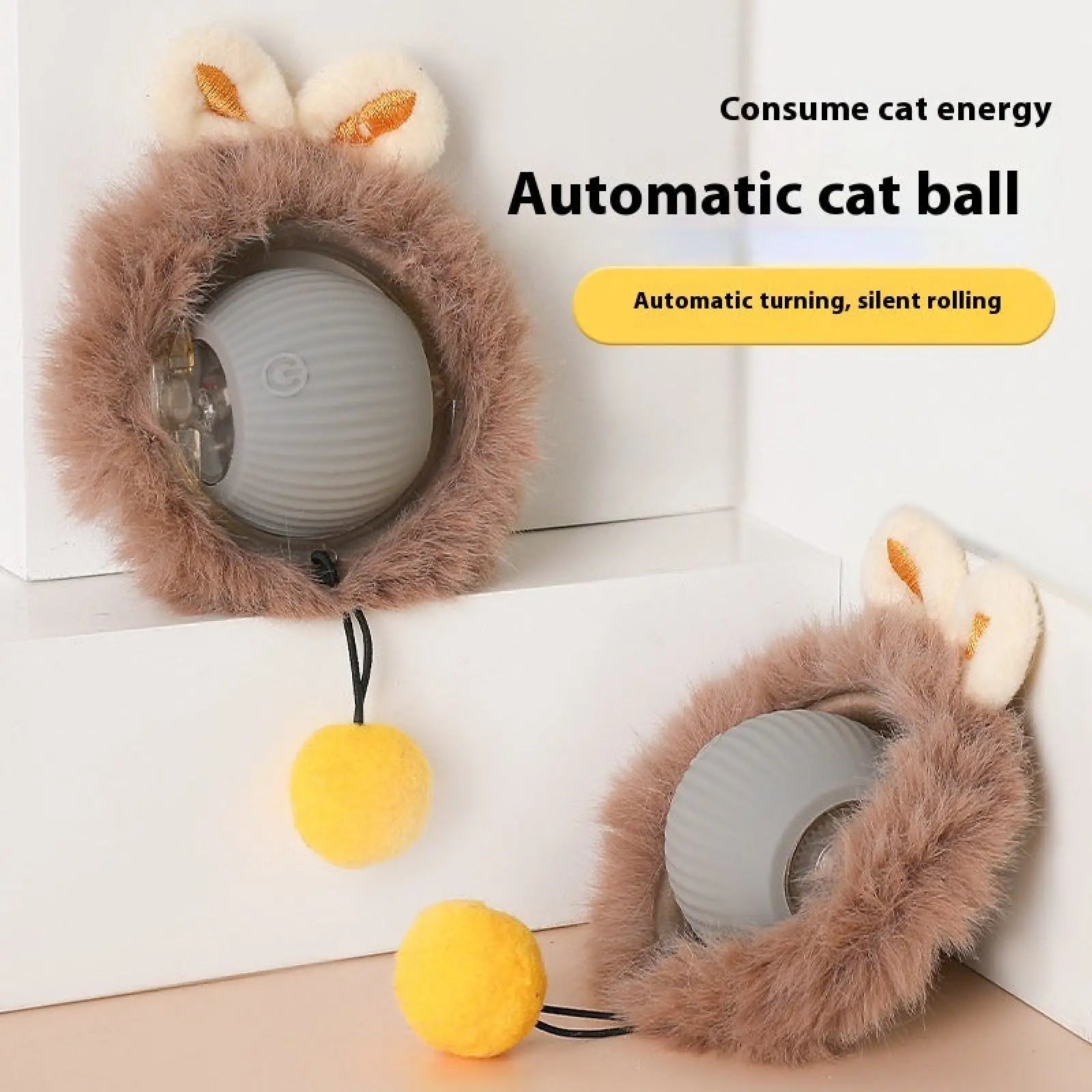 Plush Cat Ball Rolling Toy for Boredom Relief