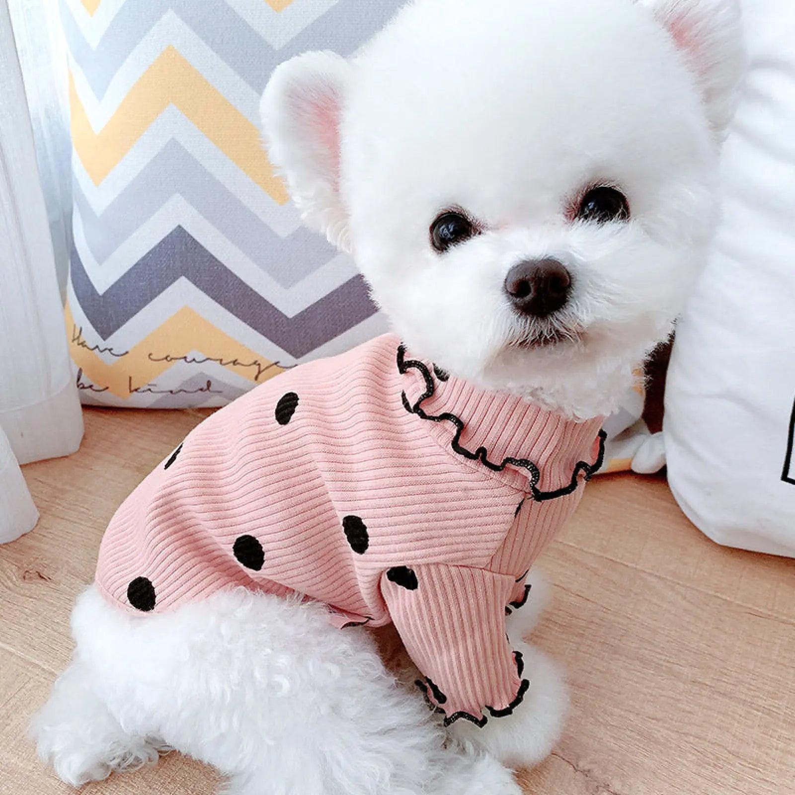 Polka Dot Dog Turtleneck Cotton Bottoming Shirt