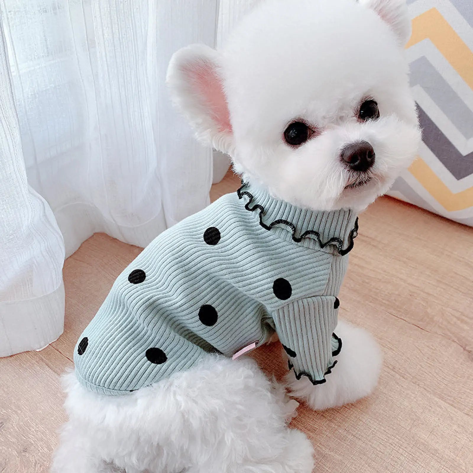 Polka Dot Dog Turtleneck Cotton Bottoming Shirt
