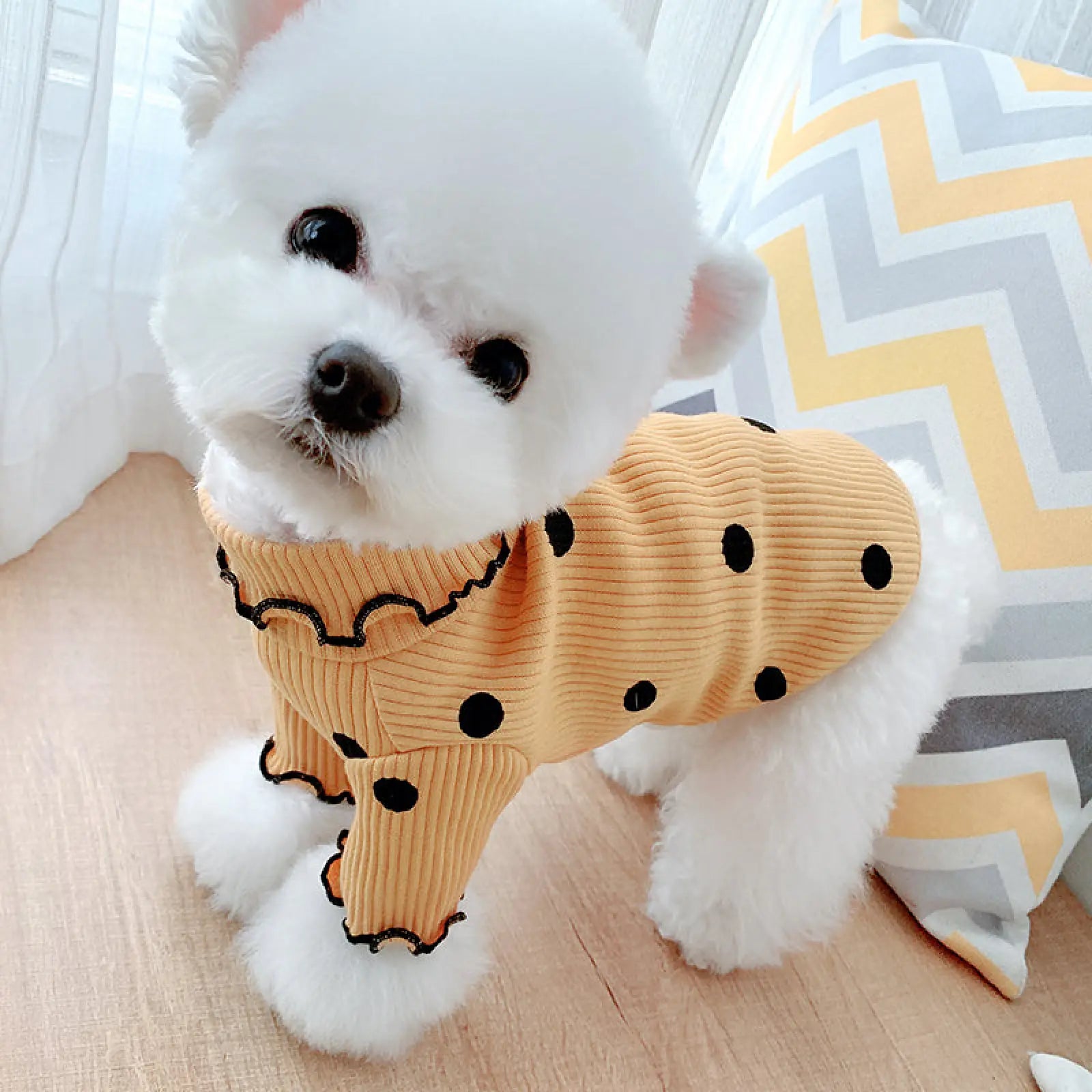 Polka Dot Dog Turtleneck Cotton Bottoming Shirt