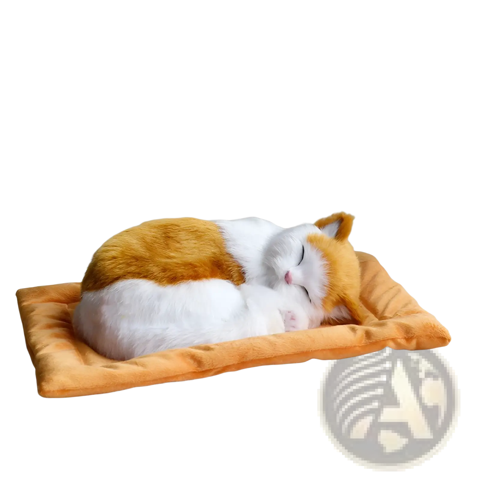 Realistic Breathing Plush Cat Figurine with Pet Bed