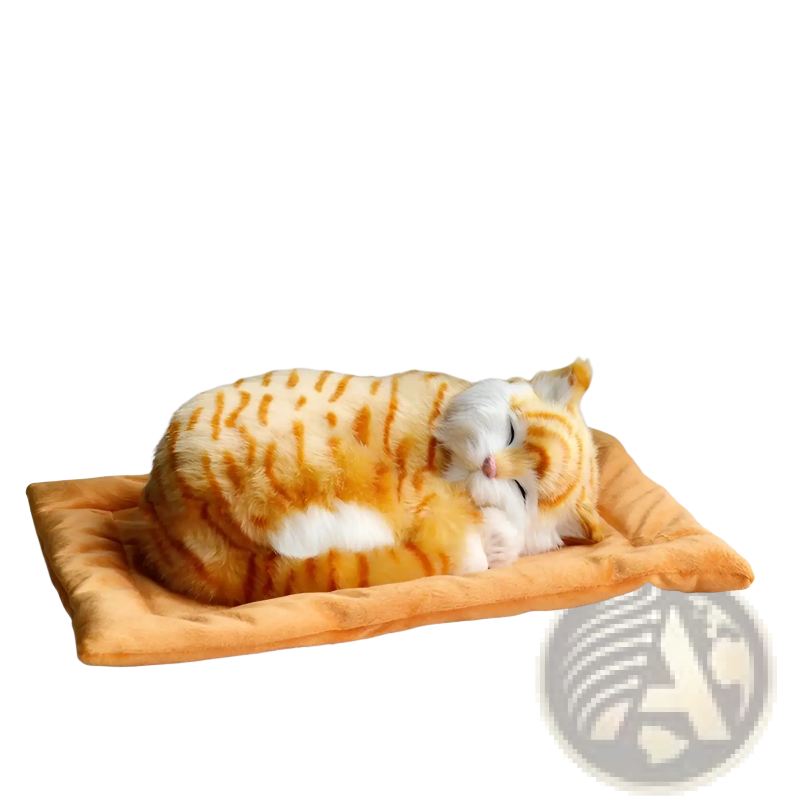 Realistic Breathing Plush Cat Figurine with Pet Bed