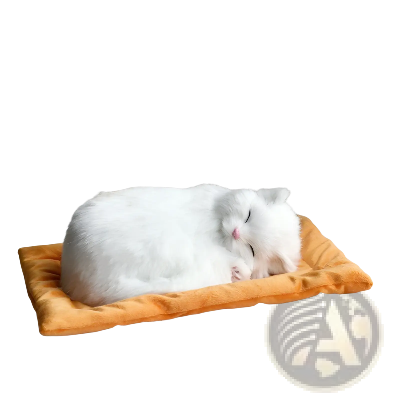 Realistic Breathing Plush Cat Figurine with Pet Bed