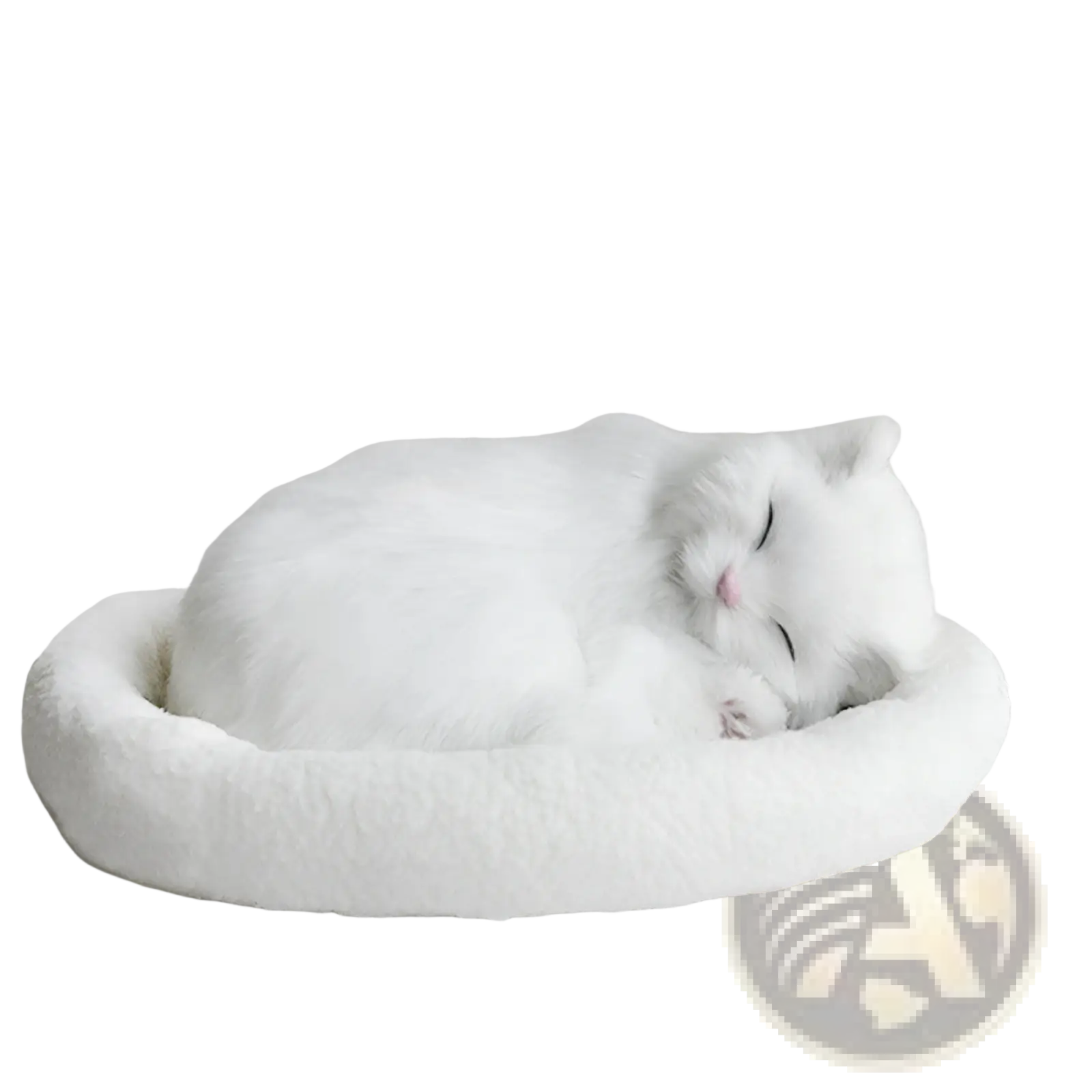 Realistic Breathing Plush Cat Figurine with Pet Bed